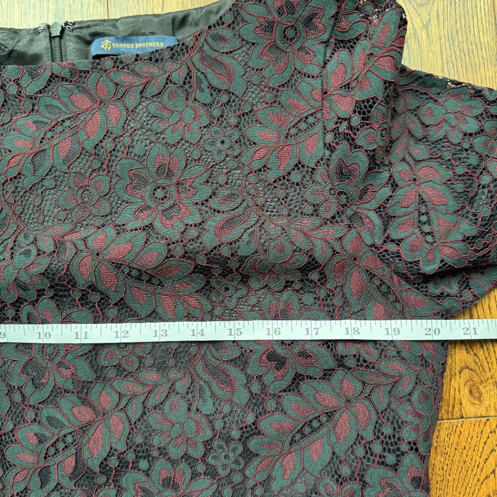 Brooks Brothers Women's Lace Overlay Dress Black and Burgundy Size 14 - Picture 6 of 11